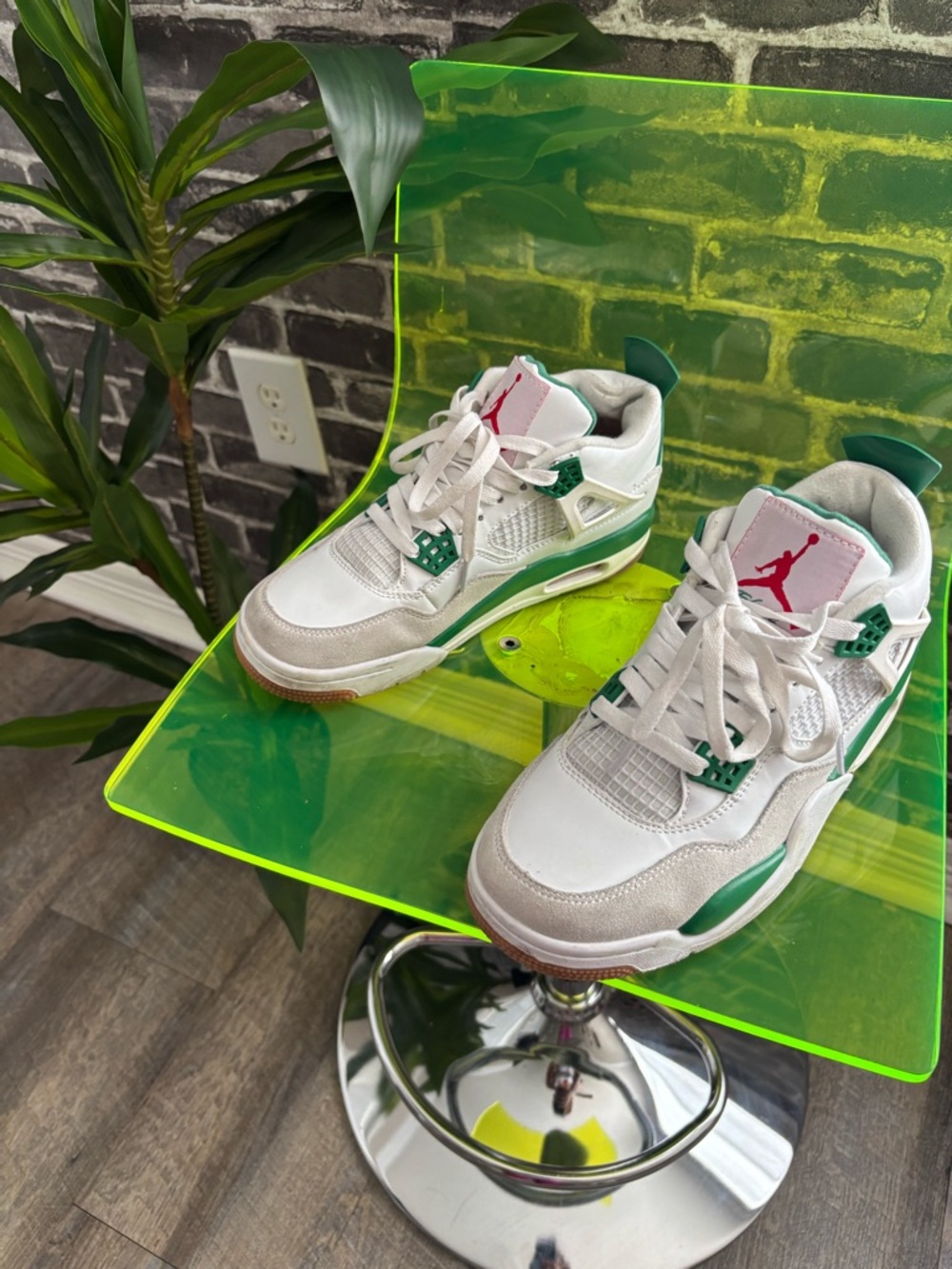 Jordan White, Green & Red Retro Athletic Sneakers - Picture 3 of 6